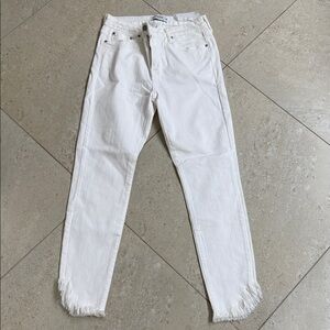Just Black Denim White Skinny High-Waist Frayed Hem Jeans